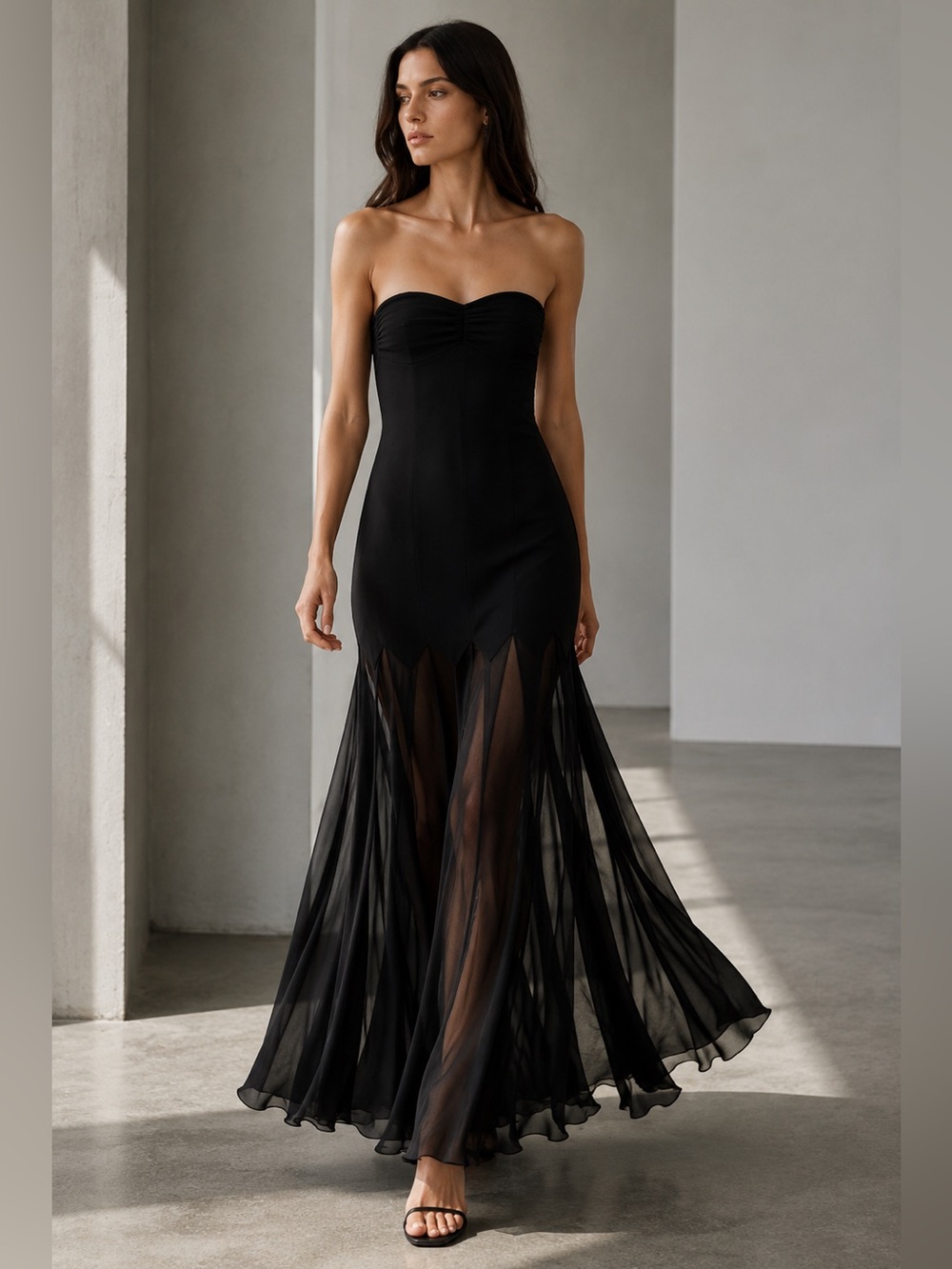 Zara Semi-Sheer Strapless Maxi Dress | NWT | Size Medium